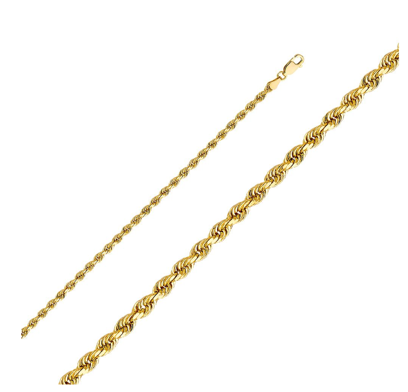 Gold Diamond Cut 3mm Solid Rope Chain Model-0387 - Charlie & Co. Jewelry