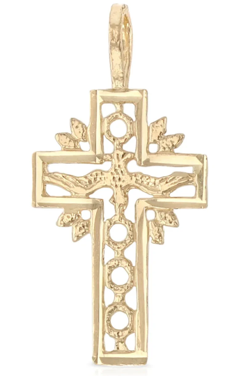 Gold Cross With Holy Spirit Dove Pendant Model-1463 - Charlie & Co. Jewelry