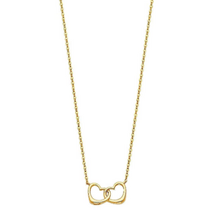 14K Dainty Gold Two Hearts Necklace Model-NK0101 - Charlie & Co. Jewelry
