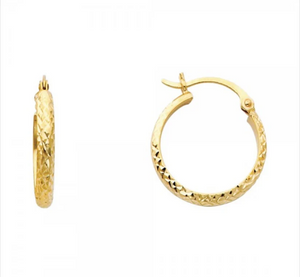 Gold Huggie Hoop Earrings Diamond Cut 20MM Wide Model-73 - Charlie & Co. Jewelry