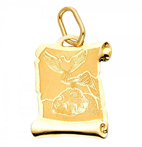 Gold Baby Baptism Enamel Pendant Model-1277 - Charlie & Co. Jewelry