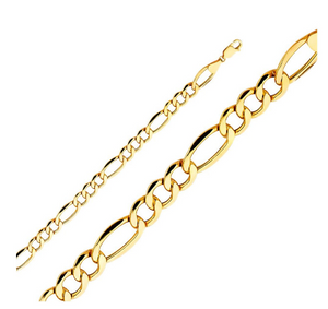Gold 7.2mm Hollow Figaro Chain Model-0410 - Charlie & Co. Jewelry