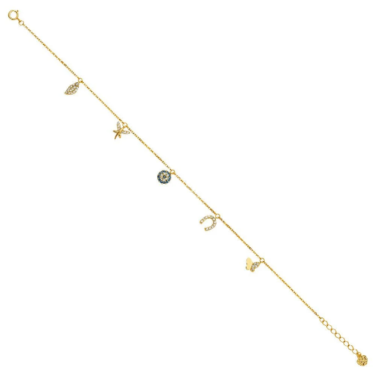 14k Gold Lucky Charms Bracelet Model-AB0623 - Charlie & Co. Jewelry