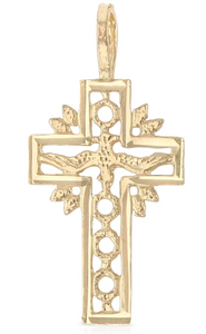 Gold Cross With Holy Spirit Dove Pendant Model-1463 - Charlie & Co. Jewelry