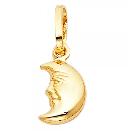Gold Half Moon Face Pendant Model-474 - Charlie & Co. Jewelry