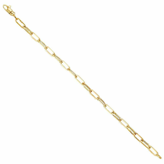 14K Gold 5.5MM Paperclip Chain Bracelet Model-AB0766 - Charlie & Co. Jewelry