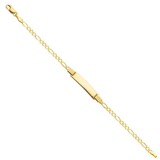 14K Gold ID Bracelet 3MM Figaro Link Chain Model-AB0103 - Charlie & Co. Jewelry