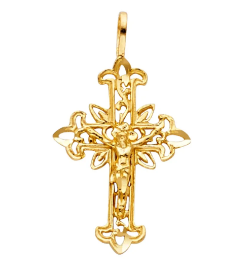 Gold Fancy Crucifix Cross Pendant Model-1044 - Charlie & Co. Jewelry