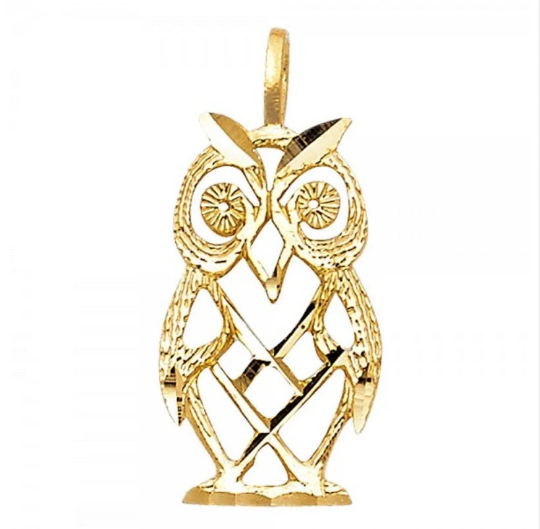 Gold Owl Pendant Model-1647 - Charlie & Co. Jewelry