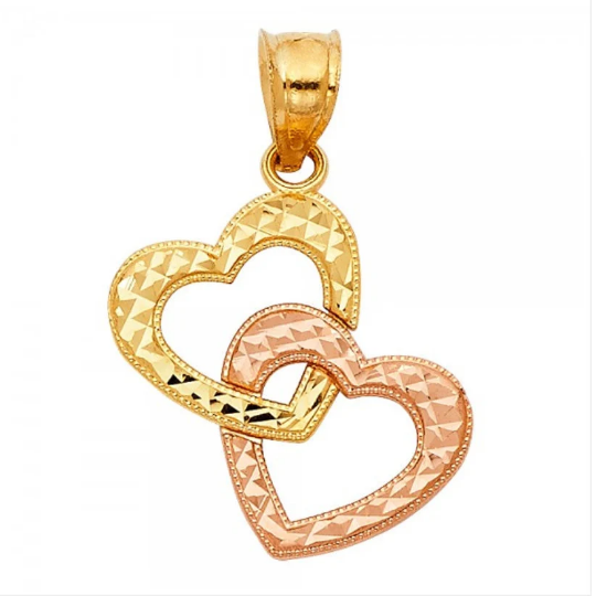 Gold Double Heart Pendant Model-437 - Charlie & Co. Jewelry