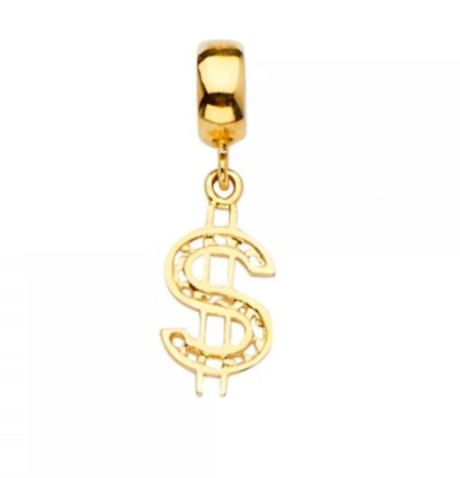 Gold Dollar Sign Pendant Model-2455 - Charlie & Co. Jewelry