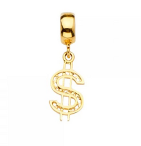 Gold Dollar Sign Pendant Model-2455 - Charlie & Co. Jewelry