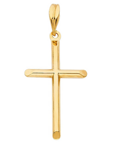 Gold Classic Tube Cross Pendant Model-0878 - Charlie & Co. Jewelry