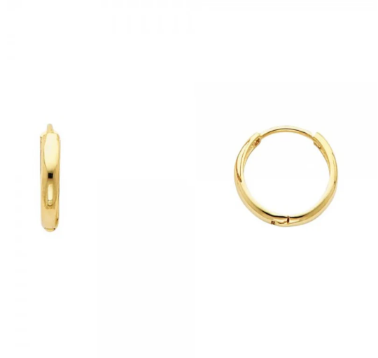 Gold Huggie Hoop Earrings 13MM Wide Model-225 - Charlie & Co. Jewelry