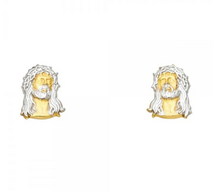 Gold Jesus Face Earrings Model-1327 - Charlie & Co. Jewelry