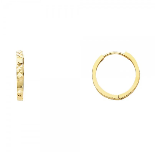Gold Huggie Hoop Earrings 15MM Wide Model-ER231 - Charlie & Co. Jewelry