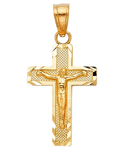 Gold Crucifix Cross Diamond Cut Pendant Model-0043 - Charlie & Co. Jewelry