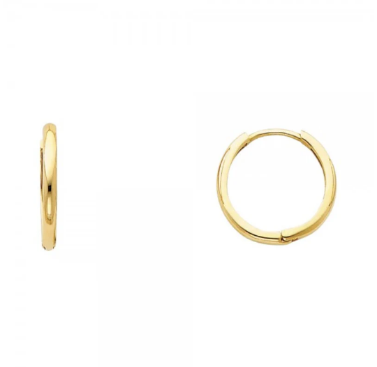 Gold Huggie Hoop Earrings 15MM Wide Model-ER226 - Charlie & Co. Jewelry