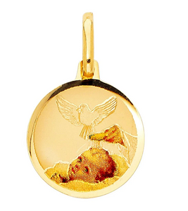 Gold Boy Baptism Enamel Pendant Model-0219 - Charlie & Co. Jewelry
