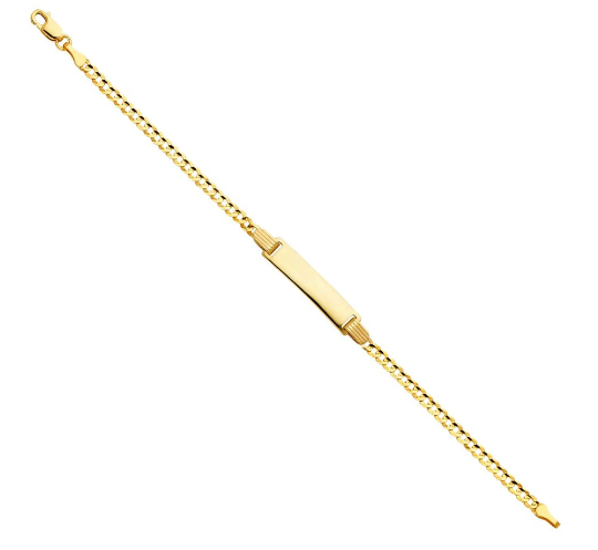 14K Gold ID Bracelet 2.5MM Cuban Link Model-AB108 - Charlie & Co. Jewelry