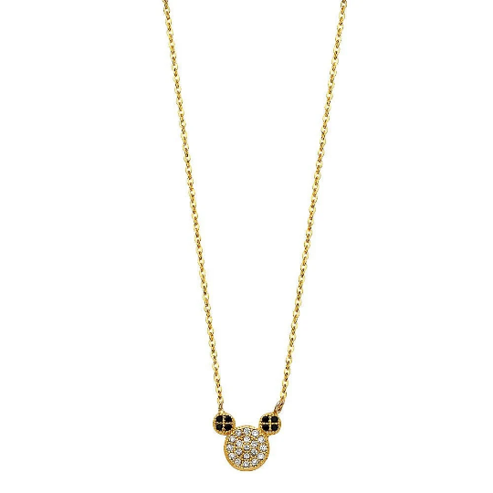 14K Dainty Gold Micky Mouse Necklace Model-NK0109 - Charlie & Co. Jewelry