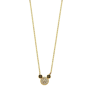 14K Dainty Gold Micky Mouse Necklace Model-NK0109 - Charlie & Co. Jewelry