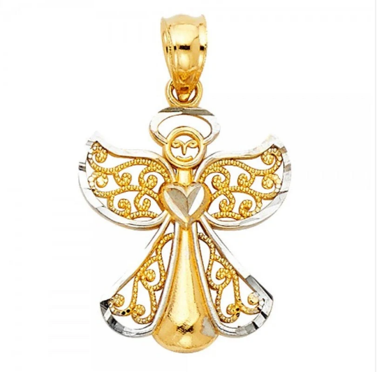 Gold Two Colors Angel Pendant Model-1747 - Charlie & Co. Jewelry