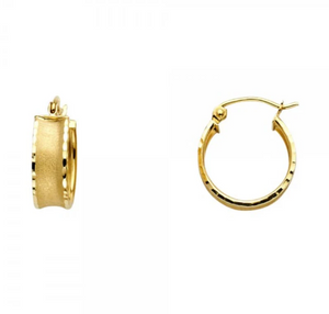 Gold Huggie Hoop Earrings 12MM Wide Model-13 - Charlie & Co. Jewelry