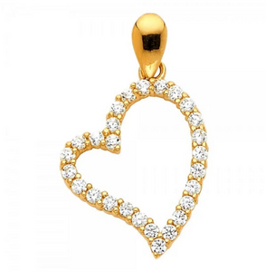 Gold Open Heart CZ Pendant Model-583 - Charlie & Co. Jewelry