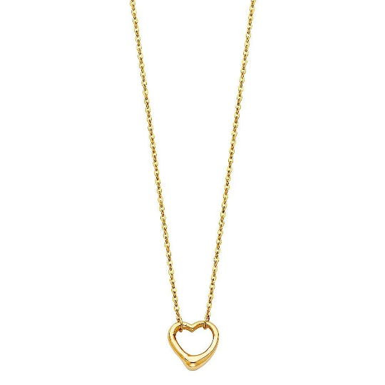 14K Gold Open Heart Necklace Model-NK0100 - Charlie & Co. Jewelry