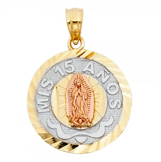 Gold Virgin Mary 15 Anos Pendant Model-1895 - Charlie & Co. Jewelry