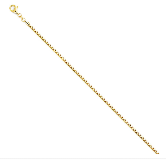 Gold 2.2mm Solid Franco Chain Model-0406 - Charlie & Co. Jewelry