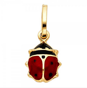 Gold Tiny Lady Bug Enamel Pendant Model-505 - Charlie & Co. Jewelry