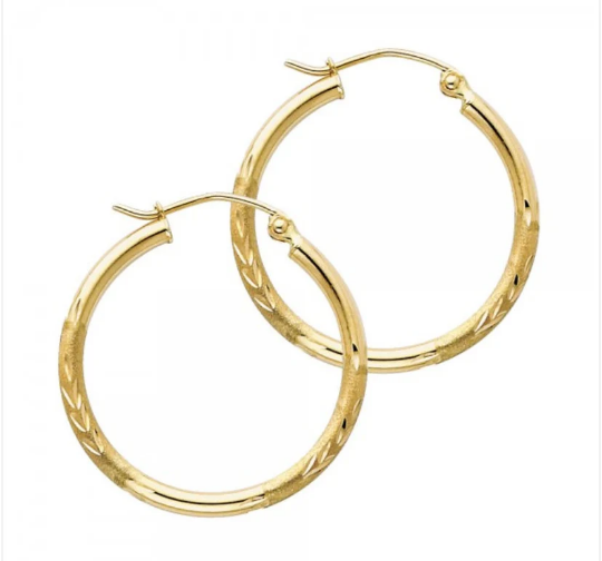 Gold Huggie Hoop Earrings 25MM Wide Model-165 - Charlie & Co. Jewelry