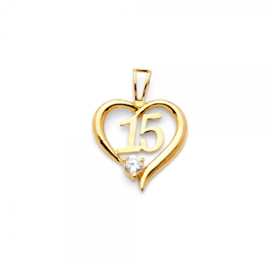 Gold Sweet 15 Years CZ Pendant Model-719 - Charlie & Co. Jewelry
