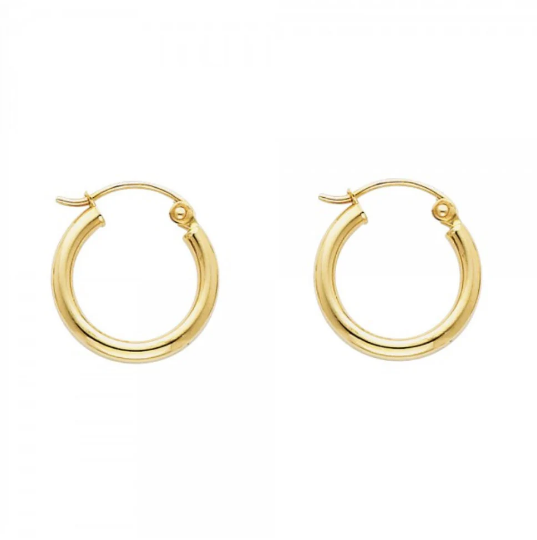 Gold Huggie Hoop Earrings 15MM Wide Model-142 - Charlie & Co. Jewelry