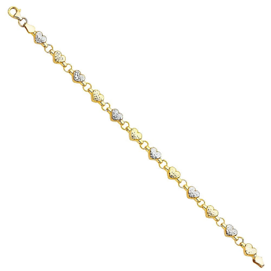 14K Gold Stampato Heart Bracelet Model-AB0265 - Charlie & Co. Jewelry