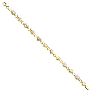 14K Gold Stampato Heart Bracelet Model-AB0265 - Charlie & Co. Jewelry