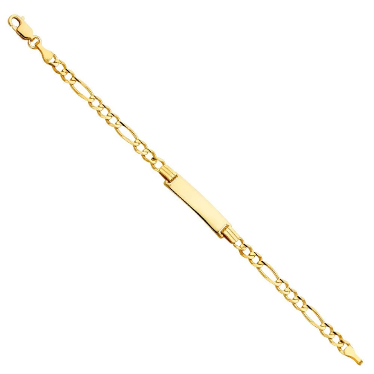 14K Gold ID Bracelet 4MM Figaro Link Model-AB0101 - Charlie & Co. Jewelry