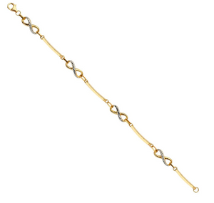 14K Gold Infinity Charms Bracelet Model-AB0684 - Charlie & Co. Jewelry