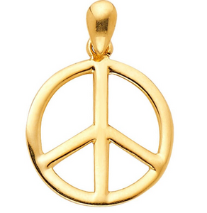 Gold Peace Sign Pendant Model-593 - Charlie & Co. Jewelry
