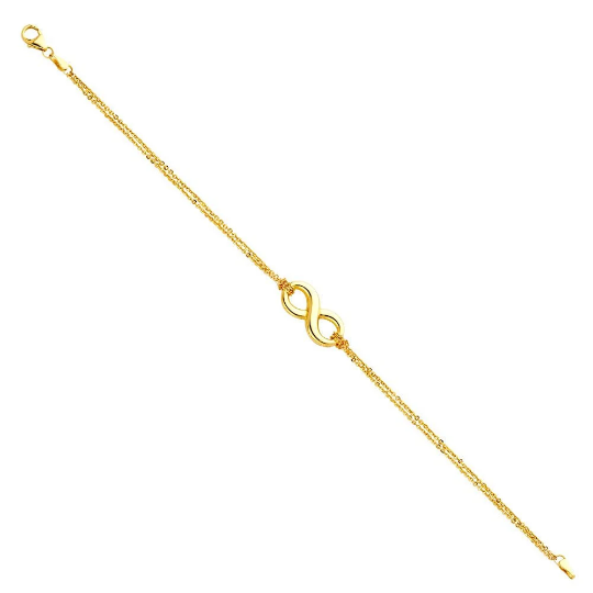 14K Gold Infinity Charm Bracelet Model-AB0538 - Charlie & Co. Jewelry