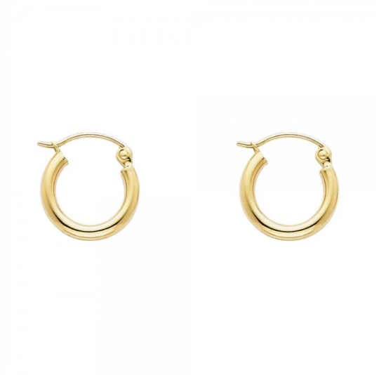 Gold Huggie Hoop Earrings 13MM Wide Model-ER143 - Charlie & Co. Jewelry