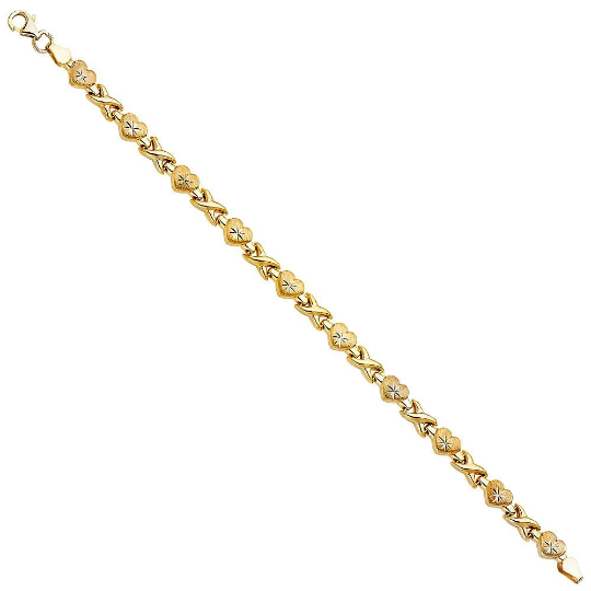 14K Gold XO Stampato Bracelet Model-AB0266 - Charlie & Co. Jewelry