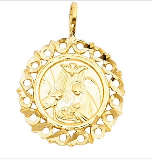 Gold Dainty Baptism Round Pendant Model-1446 - Charlie & Co. Jewelry