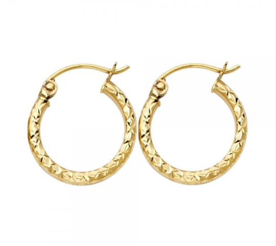 Gold Huggie Hoop Earrings 15MM Wide Model-ER110 - Charlie & Co. Jewelry