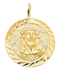 Gold Jesus Head Stamp Medal Pendant Model-1380 - Charlie & Co. Jewelry