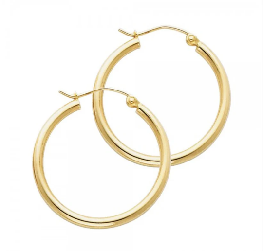 Gold Huggie Hoop Earrings 25MM Wide Model-139 - Charlie & Co. Jewelry