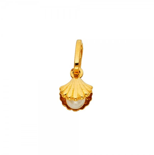 Gold Shell with Pearl Pendant Model-496 - Charlie & Co. Jewelry
