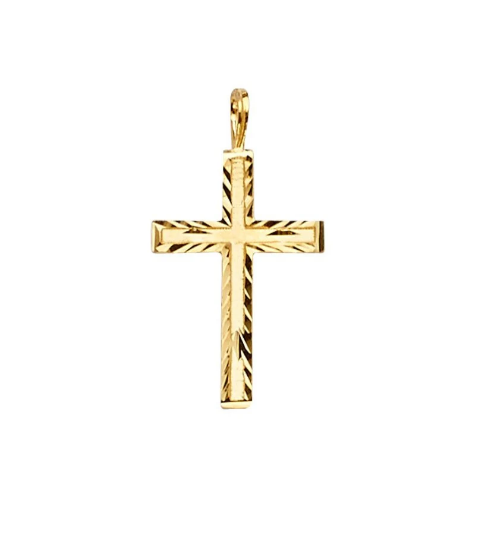 Charlie And Co Jewelry Gold Dainty Diamond Cut Cross Pendant 14K Gold Diamond Cut Cross Pendant
